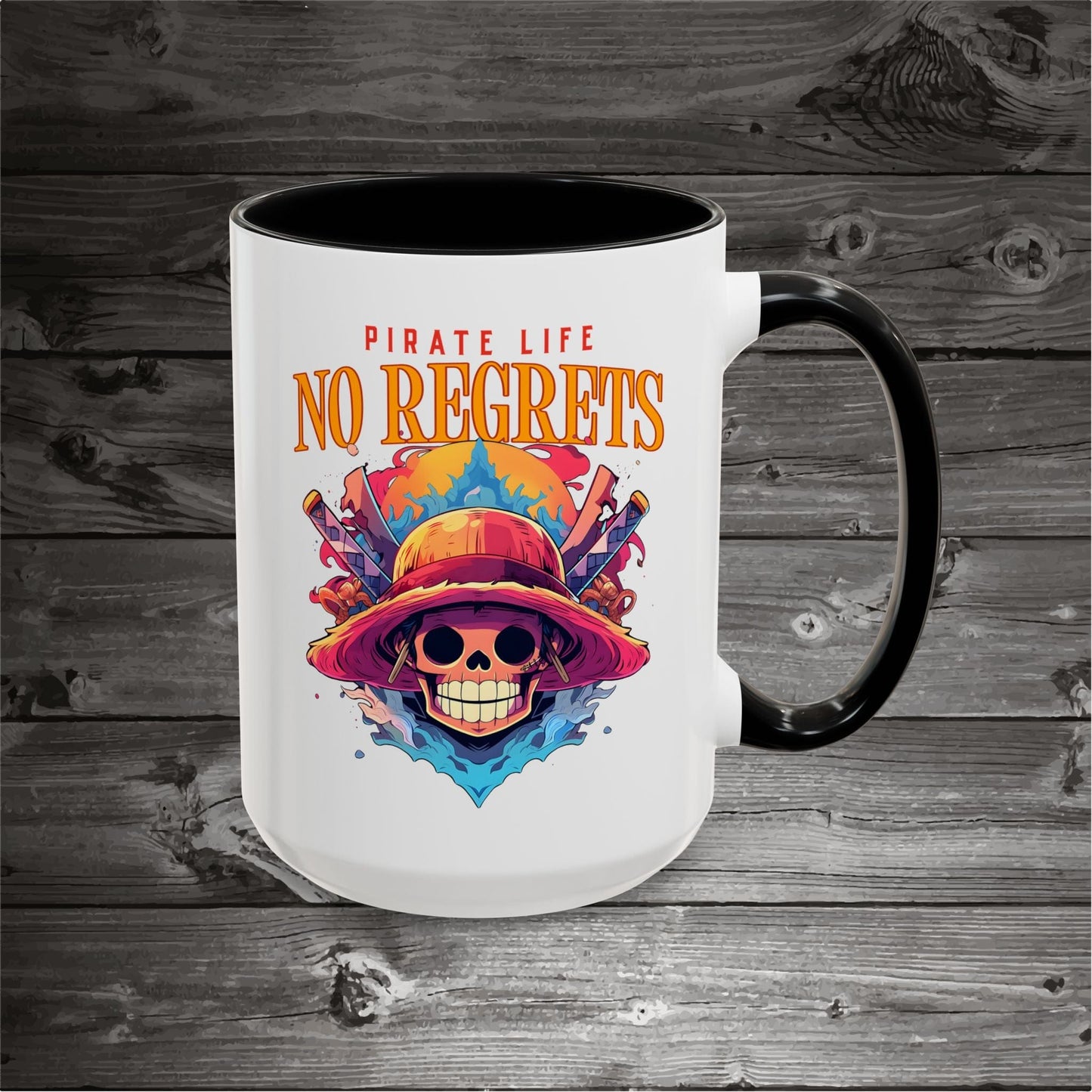 Pirate Skull Coffee Mug 11oz/15oz Ceramic with the design on both sides.