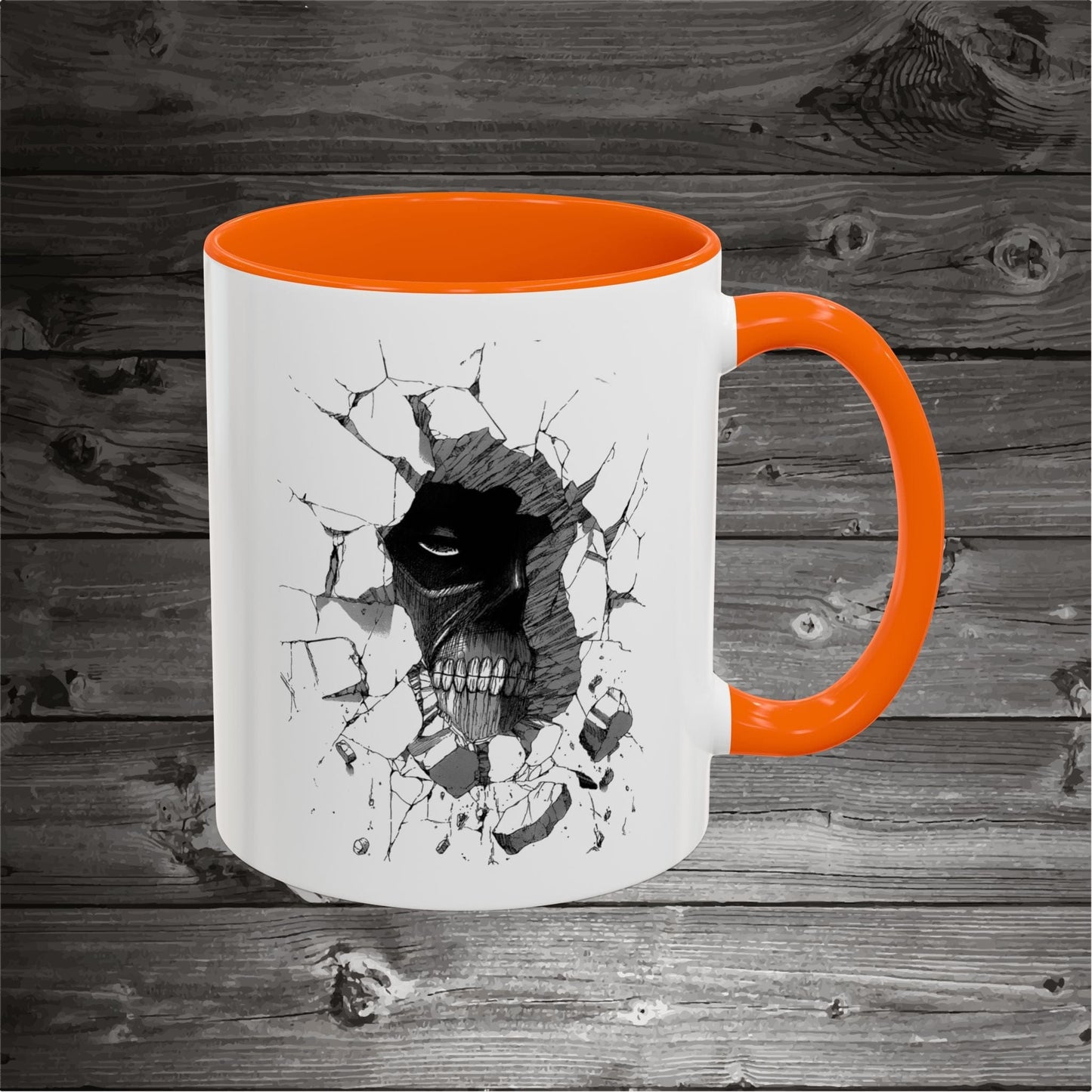 Titan In The Wall Coffee Mugs 11oz/15oz Ceramic with the design on both sides.