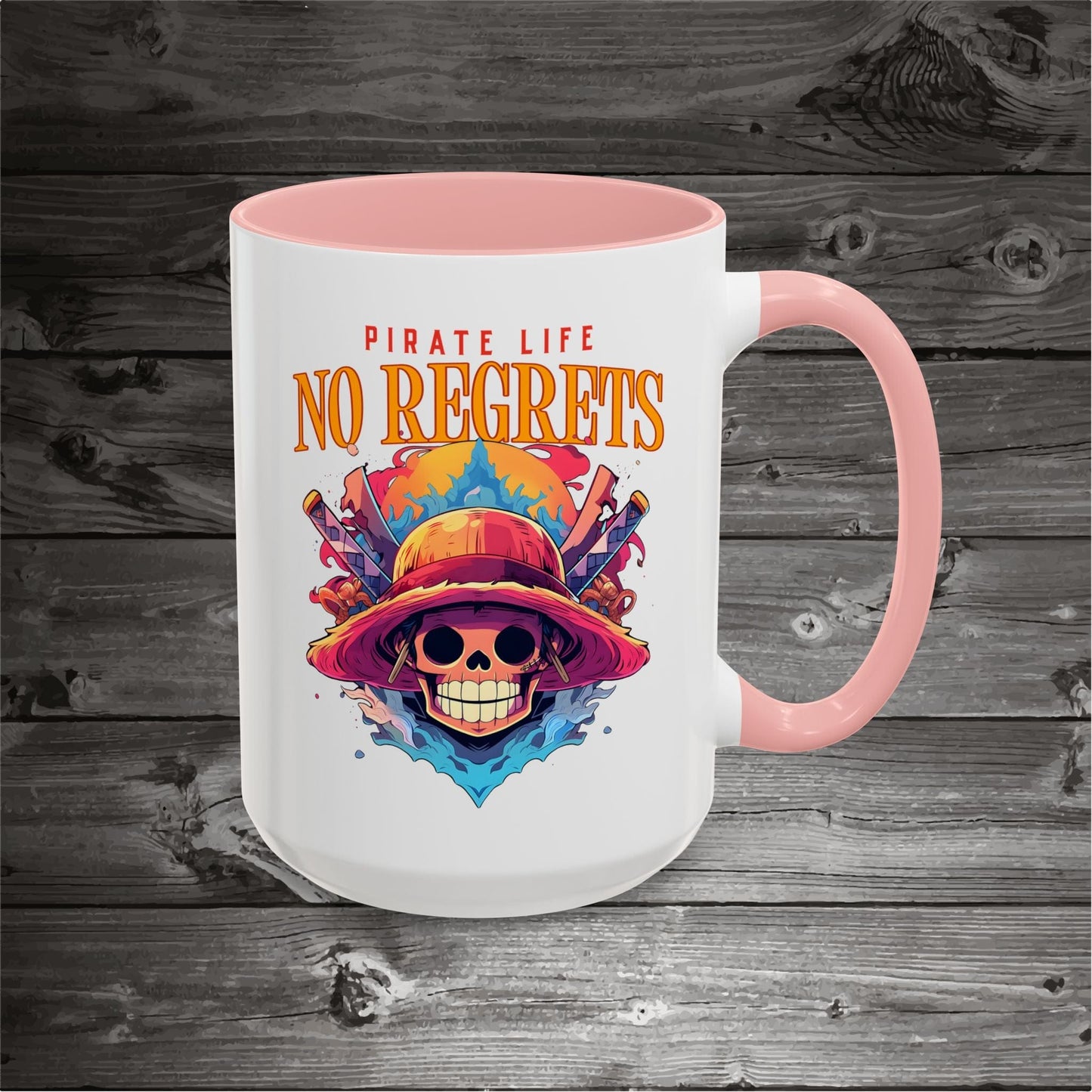 Pirate Skull Coffee Mug 11oz/15oz Ceramic with the design on both sides.