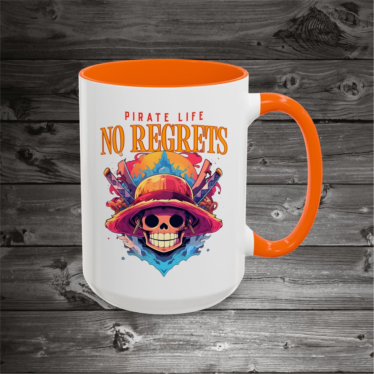 Pirate Skull Coffee Mug 11oz/15oz Ceramic with the design on both sides.