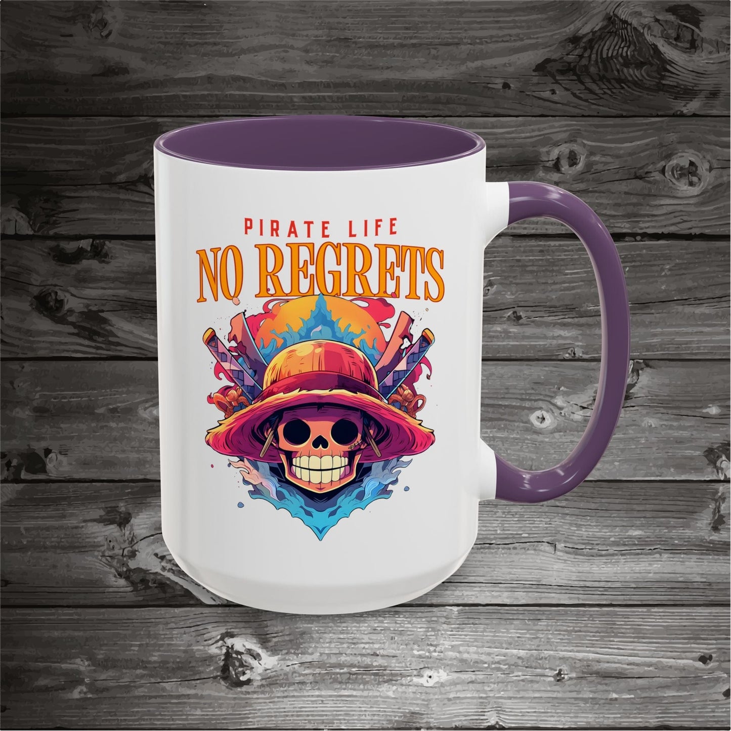 Pirate Skull Coffee Mug 11oz/15oz Ceramic with the design on both sides.
