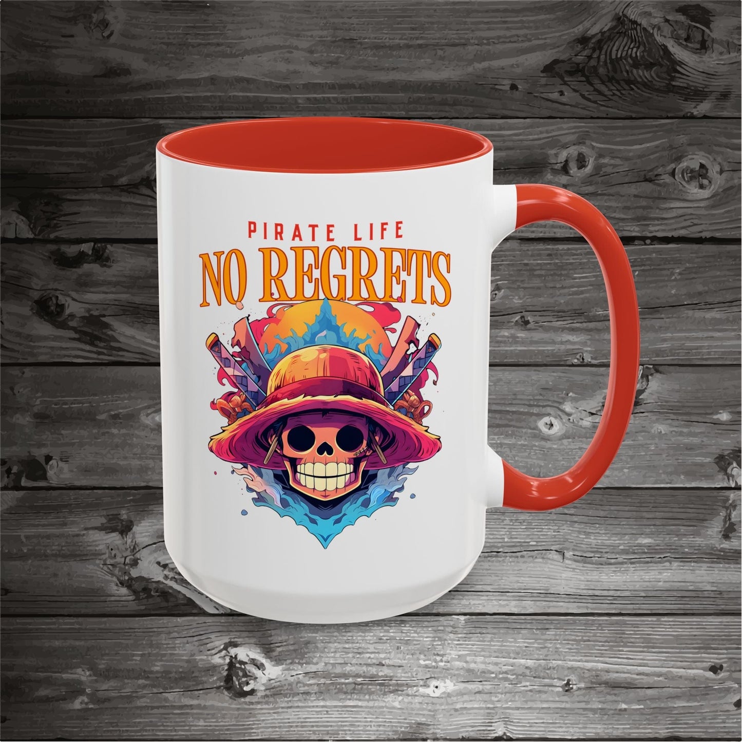 Pirate Skull Coffee Mug 11oz/15oz Ceramic with the design on both sides.