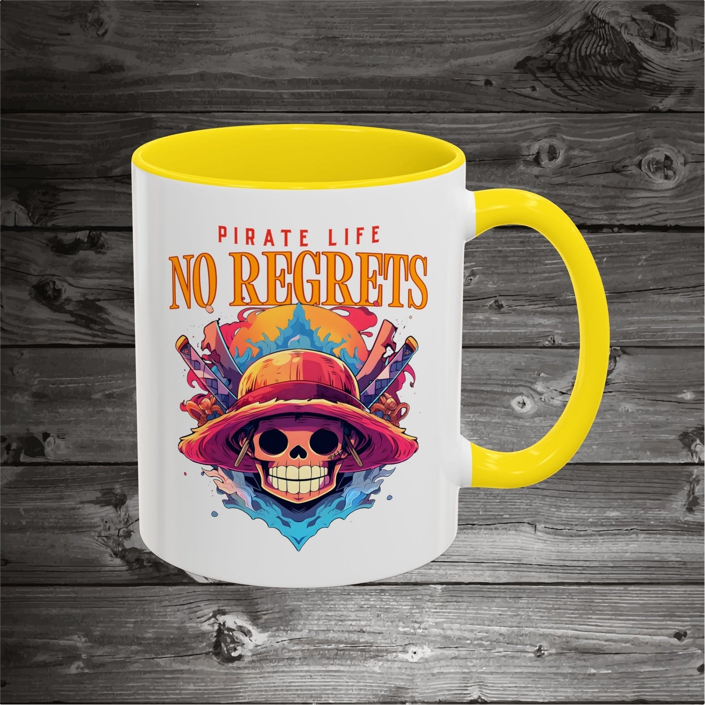 Pirate Skull Coffee Mug 11oz/15oz Ceramic with the design on both sides.