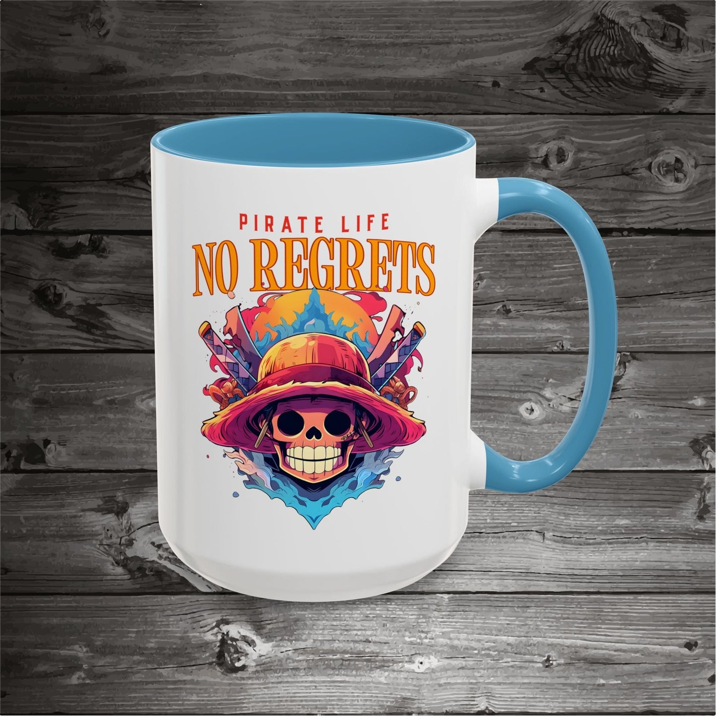 Pirate Skull Coffee Mug 11oz/15oz Ceramic with the design on both sides.
