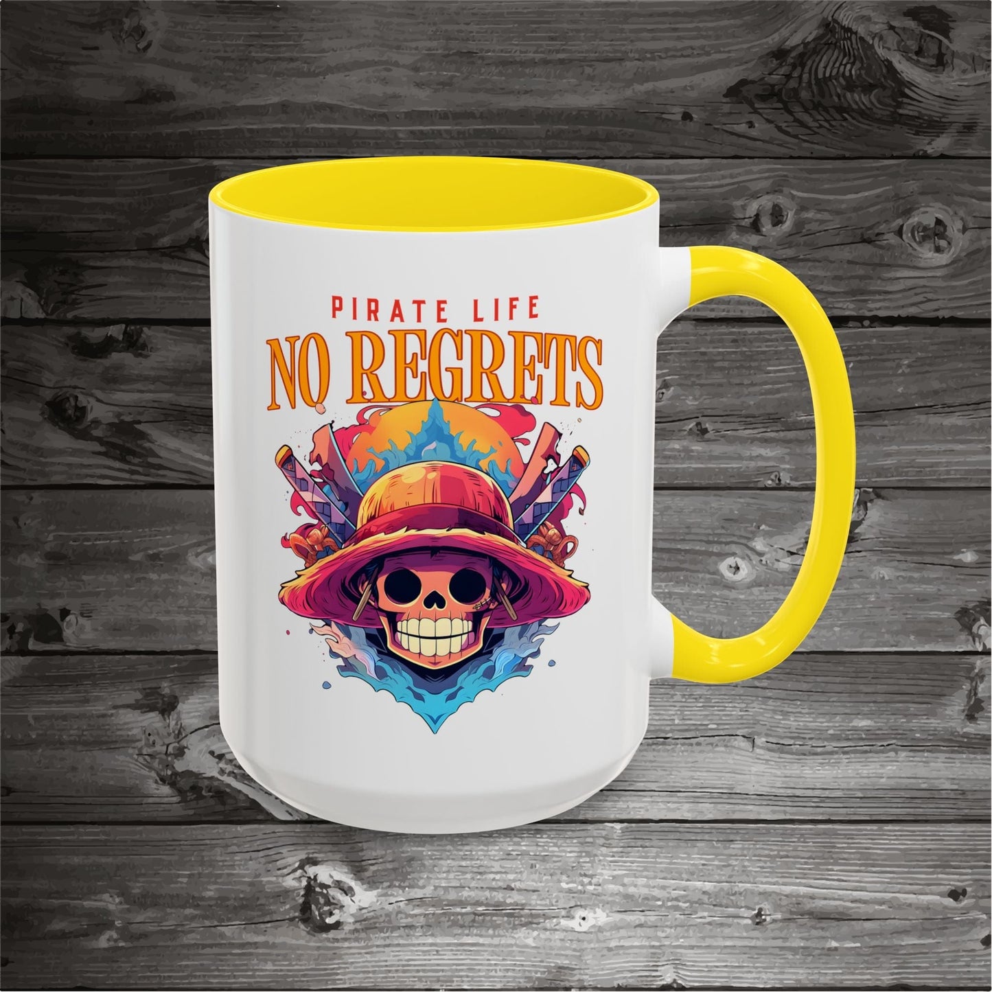 Pirate Skull Coffee Mug 11oz/15oz Ceramic with the design on both sides.