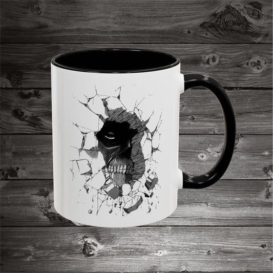 Titan In The Wall Coffee Mugs 11oz/15oz Ceramic with the design on both sides.
